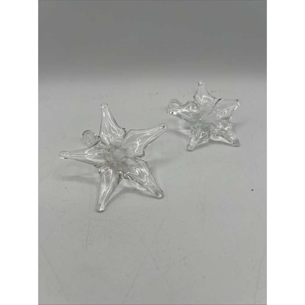 Hamon Glass Hand Blown Art Flower Stem Vase Epergnes Vintage‎ Pair